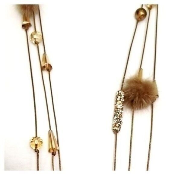 Beaded Pom Pom Necklace with Rhinestones - NWT - Picture 6 of 7